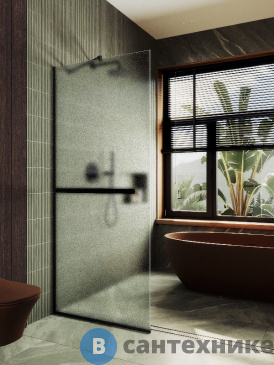 картинка Душевая перегородка в профиле MaybahGlass 1950*690 Стекло 8 мм Сатин +Полотенцесушитель (MGD-725-6у)