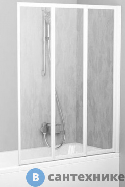 картинка Шторка на ванну Ravak Supernova VS3 115 белая + Раин (795S010041)