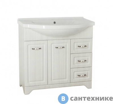 картинка Тумба под раковину Style line Олеандр-2 90 (3 ящ.), Люкс рельеф пастель (4650134471809)