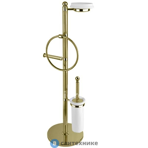 Стойка Cezares OLIMP-WBS-02-M напольная с держателем туалетной бумаги щёткой для унитаза, полотенцедержателем и мыльницей, Бронза
