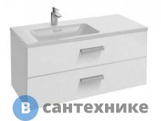 Тумба под раковину Jacob Delafon VOX EB2075-R1-N18 с 2 выдв. ящ., изогнутая ручка, левая, белый блестящий (100x46x45,20)