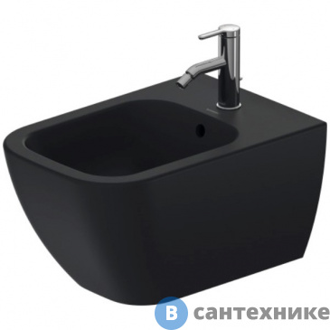 картинка Биде подвесное Duravit Happy D.2 355х540 мм, с переливом 1 отв для смес. , антрацит матовый (2258151300)