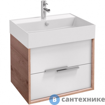 картинка Тумба под раковину Jacob Delafon VIVIENNE EB1666-E75-J5 60 см, корпус дуб давос натуральный, фасад белый блестящий
