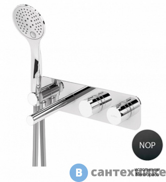 картинка Смеситель Cezares CZR-B-VDM1-T-NOP встраиваемый термостатический, для ванны и душа однорычажный, чёрный матовый