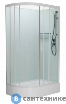 картинка Душевая кабина Frank F412/1R М White правосторонняя средний поддон б/к (без крыши) матовое стекло