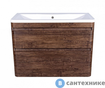 картинка Тумба под раковину Style line Атлантика 90, Люкс старое дерево, подвесная PLUS (2000949233017)