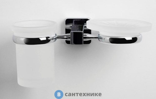 Держатель стакана и мыльницы WasserKRAFT Lippe K-6526 металл, хромоникелевое покрытие, матовое стекло