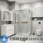 Душевое ограждение Grossman Cosmo 100.K33.02.100.10.02-200.K33.02.100.10.02 (100х100х195) раздвижная (левая), хром, стекло шиншилла (120.K33.02.1010.10.02)