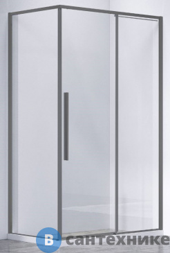 картинка Душевой уголок Vincea Slim-N VSR-4SN8011CLGM, 1100*800, вороненая сталь, стекло прозрачное, без поддона