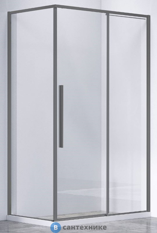 Душевой уголок Vincea Slim-N VSR-4SN8011CLGM, 1100*800, вороненая сталь, стекло прозрачное, без поддона