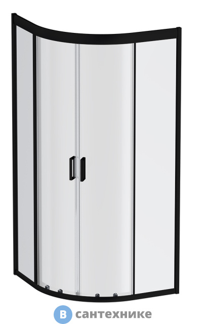 Душевой уголок AM.PM W90G-401-080BT Gem 1/4 Rond 80x80 стекло прозрачное, профиль черный матовый, без поддона