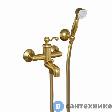 картинка Смеситель Paini Duomo 88PJ105 для ванны, с аксессуарами, матовое золото PVD