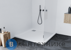 Душевой поддон Taliente PTA-ST-100Wstone 100х100 литьевой мрамор белый матовый