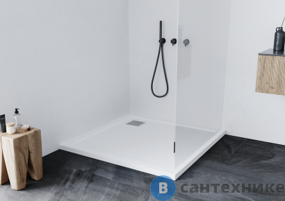 картинка Душевой поддон Taliente PTA-ST-100Wstone 100х100 литьевой мрамор белый матовый