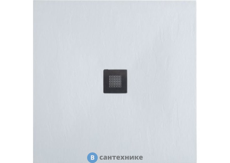 Душевой поддон Aquanet Pleasure 900х900х30мм, крышка из нерж, без сифона, белый камень (255436)
