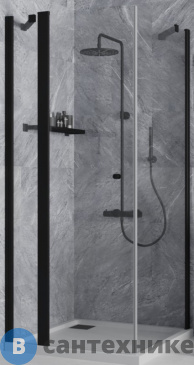 картинка Душевое ограждение Paini Cox 78YO9090 90х90 см, квадратное, распашное, универсальное, чёрный, без поддона