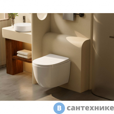 картинка Унитаз подвесной ABBER Bequem AC1100T белый, безободковый, смыв торнадо, с сиденьем