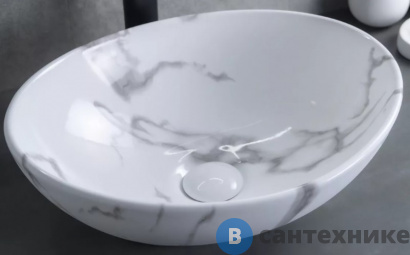 картинка Раковина накладная GID-ceramic Mnc138C под камень глянцевый (410х340х150)