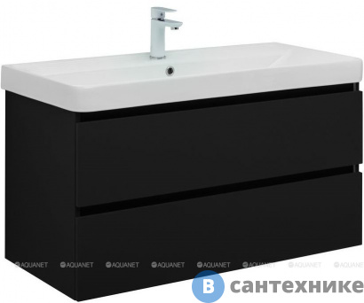картинка Тумба под раковину Aquanet Вега 2.0 100 черный (337951)