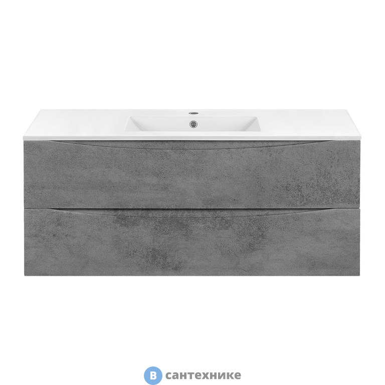Тумба под раковину Vincea Mia 1200 подвесная, 2 выкатных ящика soft close, Beton (VMC-2MC120BT)