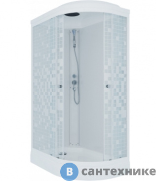 картинка Душевая кабина Тритон Коралл 120*80 А лев., 1/4 круга, низ. подд., Белый, Мозаика (DK240)