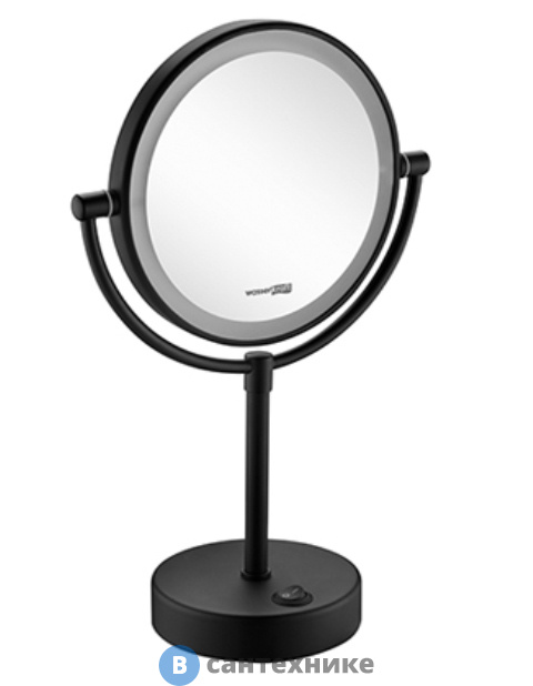 Зеркало WasserKRAFT K-1005 Black с LED-подсветкой двухстороннее, стандартное и с 3-х кратным увеличением
