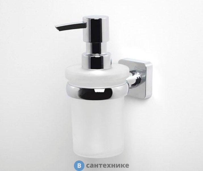 Дозатор для жидкого мыла WasserKRAFT Lippe K-6599 стеклянный, 150 ml металл, хромоникелевое покрытие, матовое стекло