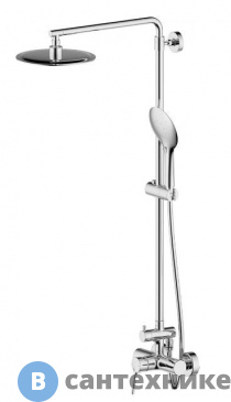 картинка Душевая стойка Bravat PALACE F9172217CP-A-RUS круглый верх. душ пластик, смеситель без излива