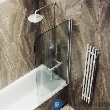 картинка Шторка для ванны поворотная на монопетле MaybahGlass 1400*700 Стекло 6 мм Сатин +Полотенцесушитель (MGV-787-5)