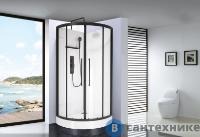 картинка Душевая кабина Acquazzone Omega 90T BLACK (90х90)