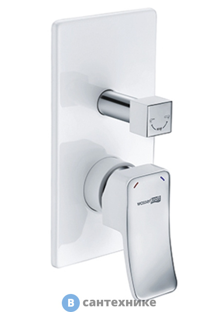 Смеситель WasserKRAFT Aller 10641 White для ванны и душа латунь, комбинированное покрытие