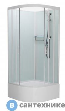 картинка Душевая кабина Frank F409/2 М White высокий поддон б/к (без крыши) матовое стекло