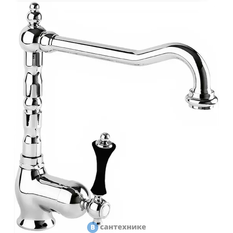 Смеситель Cezares MARGOT-LLM2-01-N кухонный однрычажный, хром, ручка чёрная