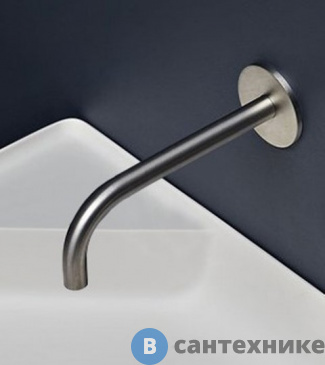 картинка Излив Antonio Lupi Ayati для раковины, настенный, длина: 198 мм, (внешн часть), нержавейка сатинированная (AY921SA)