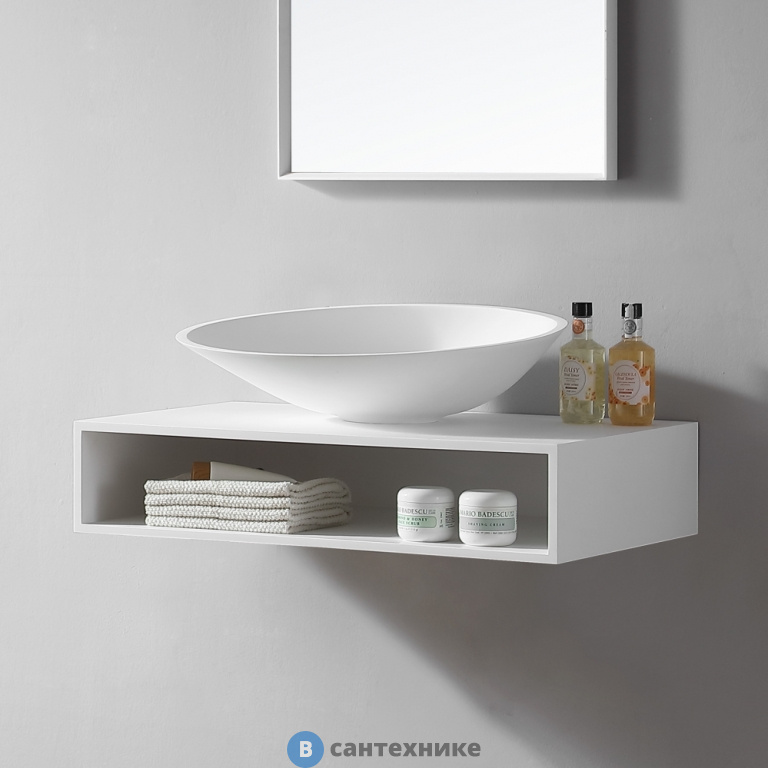 Тумба под раковину ABBER Stein AS1612 подвесная, белая матовая