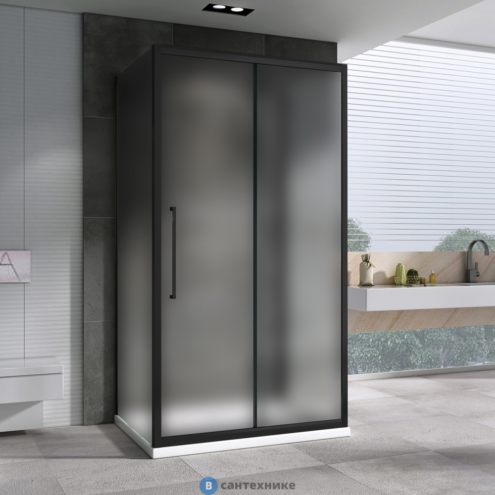 Душевой уголок ABBER Schwarzer Diamant AG30160BMH-S100BM-S100BM 160*100*195, без поддона