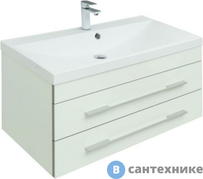 картинка Тумба с раковиной Aquanet Верона 90 белый (подвесная 2 ящика) (287675)