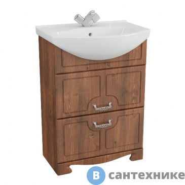 картинка Тумба под раковину Merkana Пиллау 60, с/2ящ, ум.Элеганс 60, темный янтарь