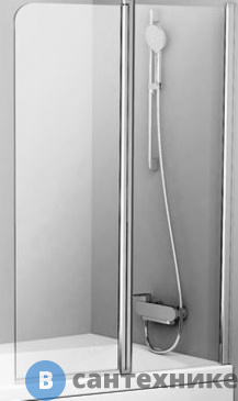 картинка Шторка для ванны Ravak 10° 10CVS2-100 R сатин+транспарент (7QRA0U03Z1)