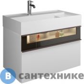 Тумба с раковиной Burgbad Yumo с 1 отв. 815х470х480 мм, 2 выдв ящика, аллюм рамка, вставка из дымч стекла, светодиодн. подсв. умыва-ка, F3193 белый глянц (SFMX082 F3193 C0001*1)