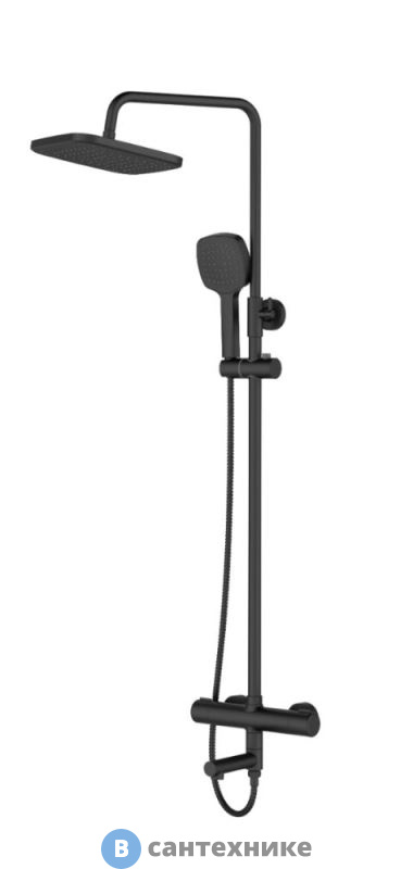 Душевая система Orange T02S4-911b с термостатом, чёрный