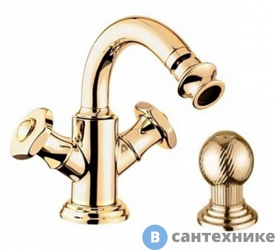 картинка Смеситель Cezares APHRODITE-BS2-03/24-M для биде с донным клапаном, золото, ручки Шар
