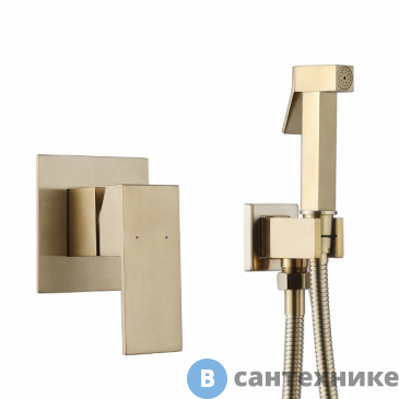 картинка Смеситель ABBER Daheim AF8225G с гигиеническим душем, золото матовое