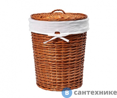 картинка Плетеная корзина WasserKRAFT Leine WB-350-L для белья с крышкой прутья ивы