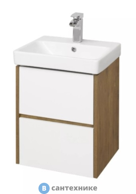Тумба с раковиной Акватон Сканди 45 Бел/Дуб Рустикальный/ Адриана 45 (1A2516K0SDZ90)