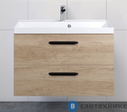 картинка Тумба под раковину BelBagno 80 см AURORA-800-2C-SO-RNN подвесная с двумя выкатными ящиками, Rovere Nebrasca Nature