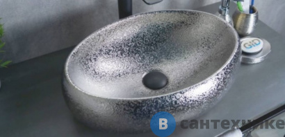 картинка Раковина GID-ceramic 9030s накладная хром (480х340х150)