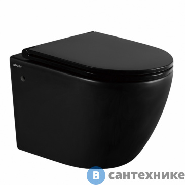 картинка Унитаз подвесной ABBER Bequem AC1103MB чёрный матовый, безободковый, сиденье микролифт