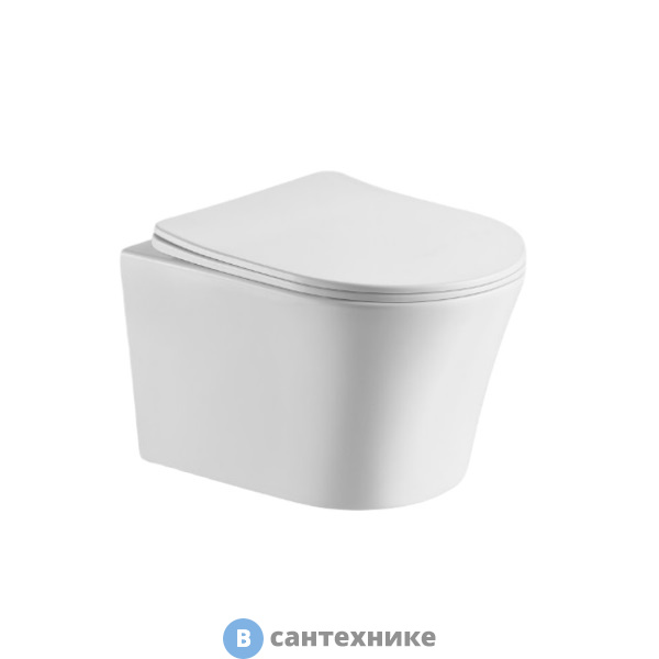 Унитаз подвесной Cerutti ADIGE Aria 2619E (490*360*355) безободковый, сиденье с микролифтом (CT7837)