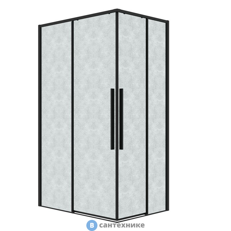 Душевое ограждение Grossman Galaxy 300.K33.01.9070.21.02 (90*70*195) прямоугольн., раздвиж, черн. мат, стекло шиншил, без поддона
